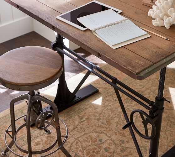 pottery barn wood standing desk