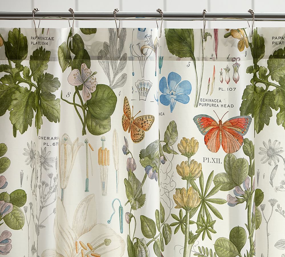 Poppy Botanical Organic Shower Curtain Pottery Barn