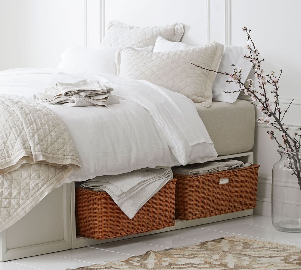 Stratton Storage Platform Bed with Baskets Wooden Beds Pottery Barn