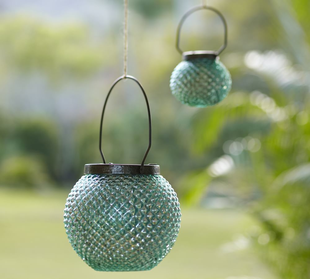 Luster Blue Mercury Glass Lantern Pottery Barn