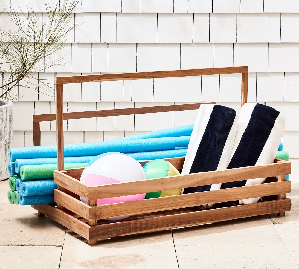 Teak Wood Pool Float Organizer | Pottery Barn