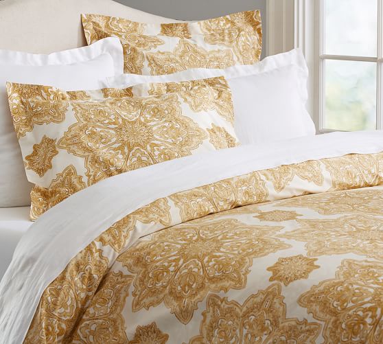 pottery barn yellow duvet