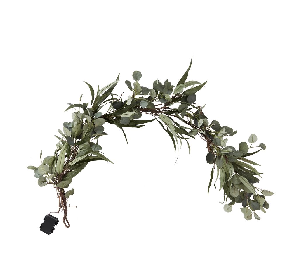 PreLit Eucalyptus & Olive Wreath & Garland Pottery Barn