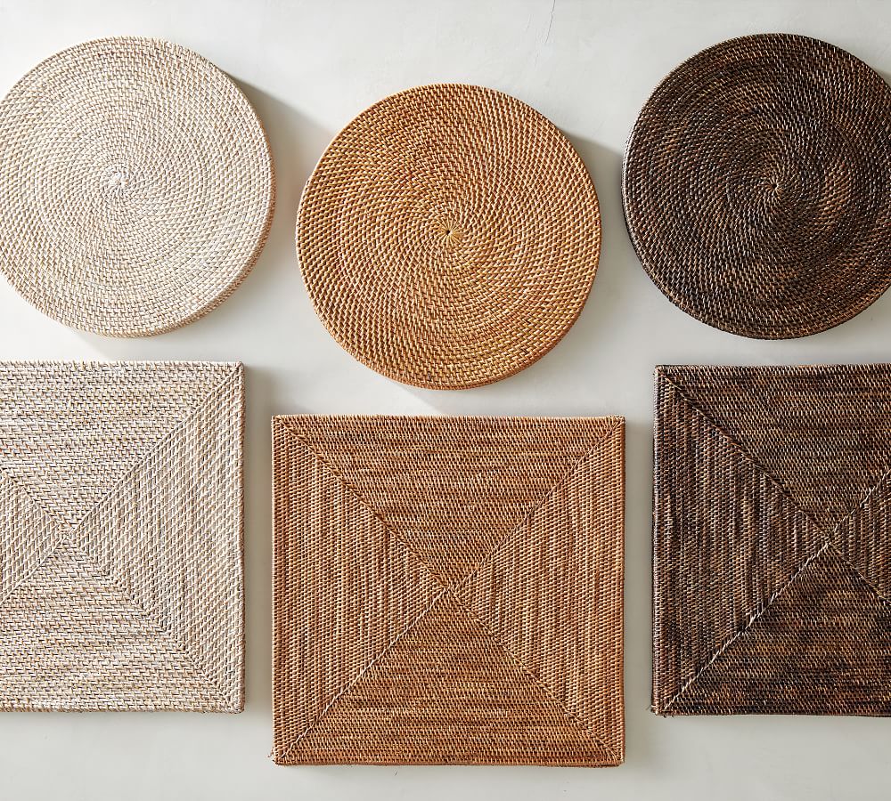 Tava Handwoven Rattan Square Placemat Pottery Barn