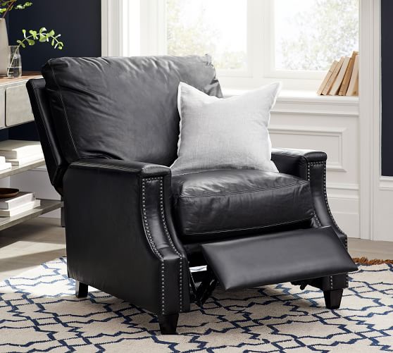 square arm leather recliner