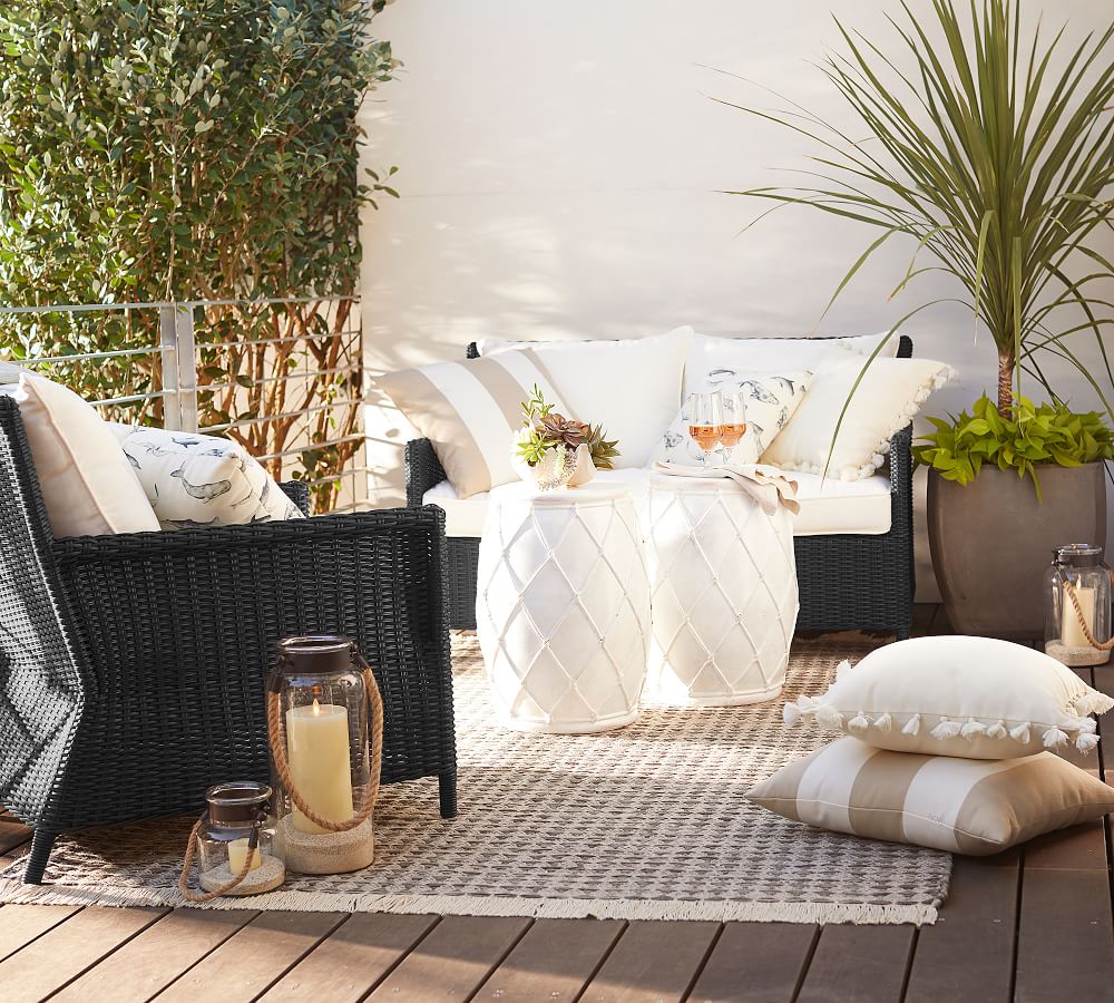 Net Ceramic Outdoor Side Table Pottery Barn