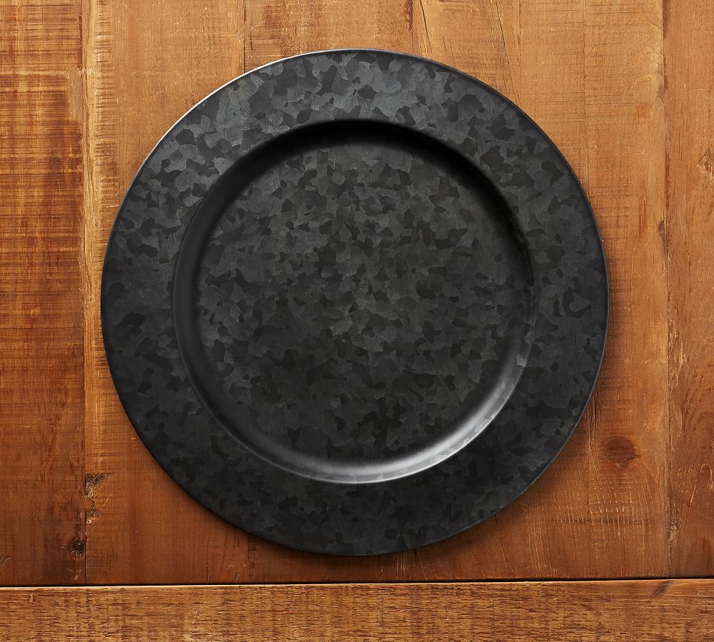 Blackened Galvanized Charger Plates Pottery Barn