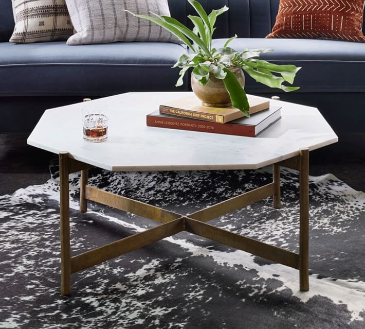 Montague Geometric Marble Coffee Table Pottery Barn