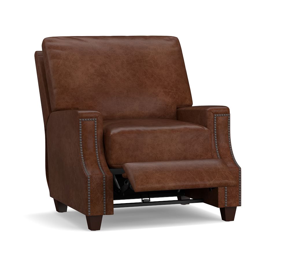 James Square Leather Recliner Chair Pottery Barn
