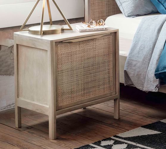 white and cane nightstands