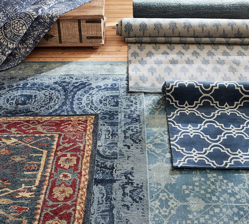 Scroll Tile HandTufted Wool Rug Pottery Barn