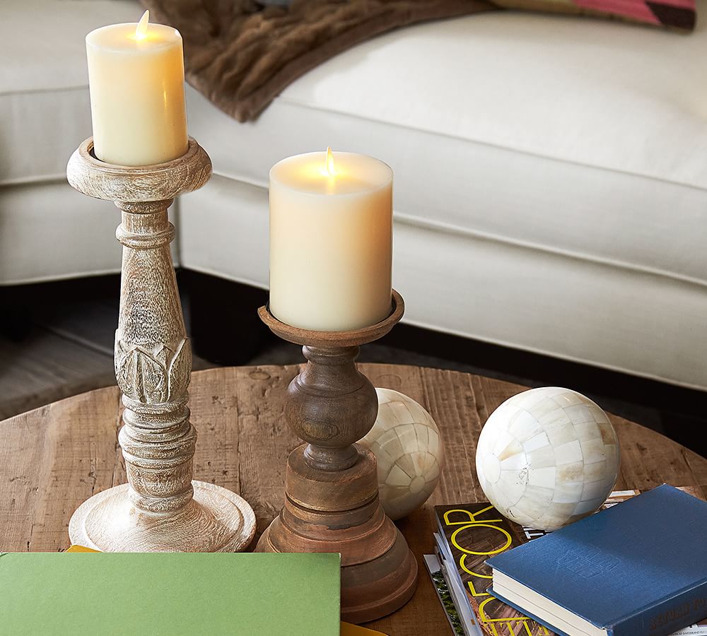 Carved Pillar Holder Candle Holder Pottery Barn
