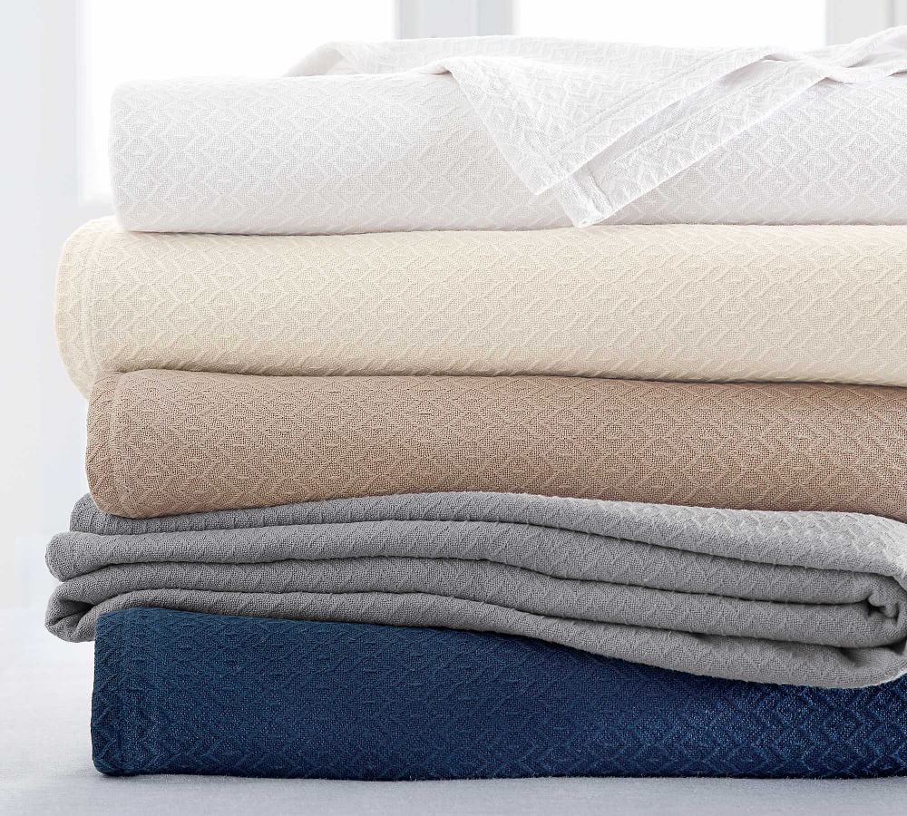 Diamond Organic Cotton Throw Blanket Pottery Barn
