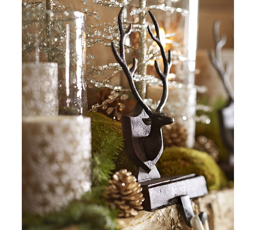 Polyresin White Deer Antler Stocking Holder