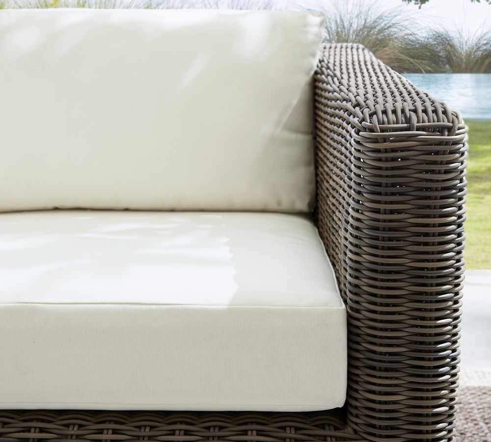 Huntington AllWeather Wicker Square Arm Outdoor Sofa Pottery Barn