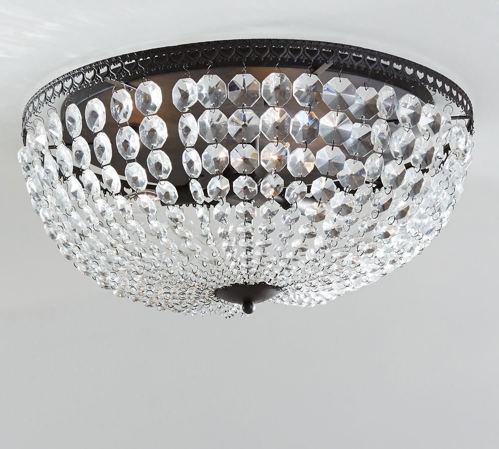 Mia Faceted-Crystal Oversized Flushmount | Pottery Barn