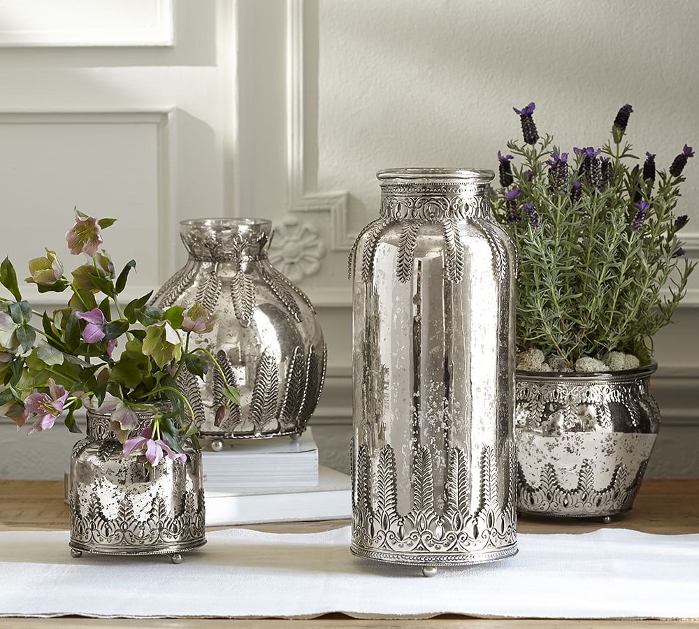 Madeline Mercury Glass and Metal Vases Pottery Barn