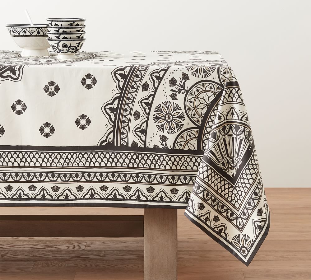 Marrakesh Outdoor Oilcloth Cotton Tablecloth Pottery Barn