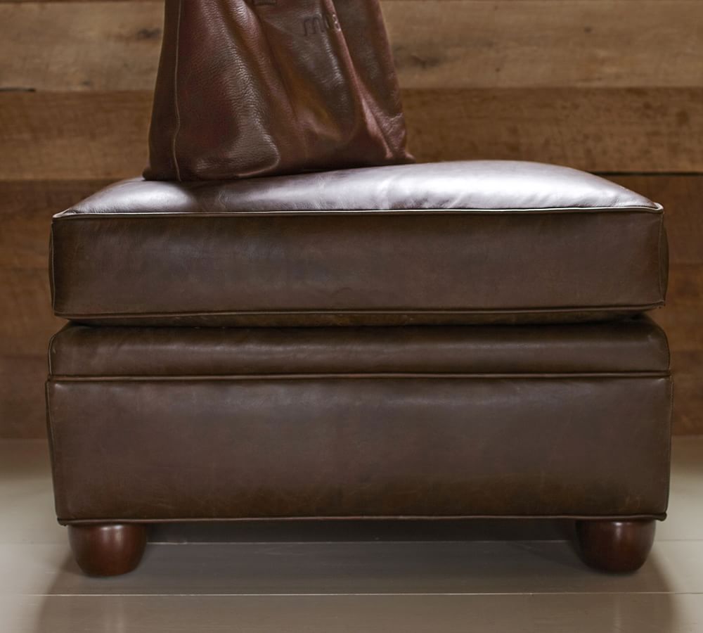 Chesterfield Leather Ottoman Pottery Barn