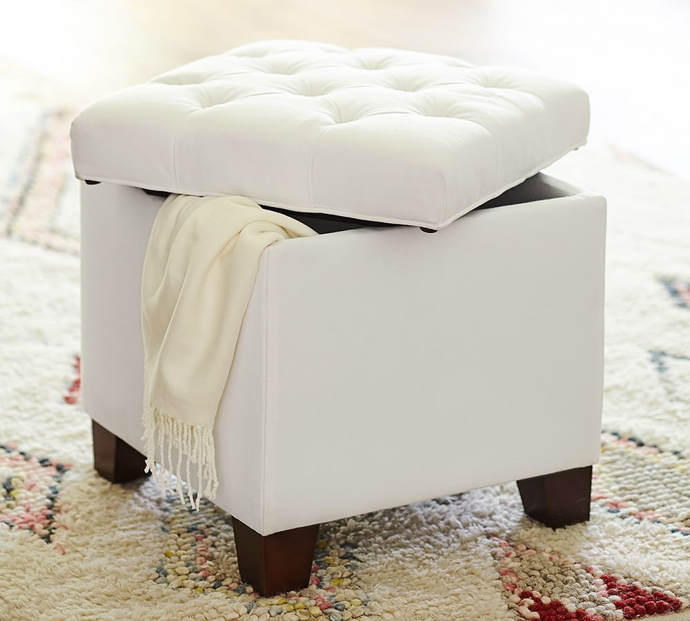 Lorraine Tufted Upholstered Storage Cube Pottery Barn