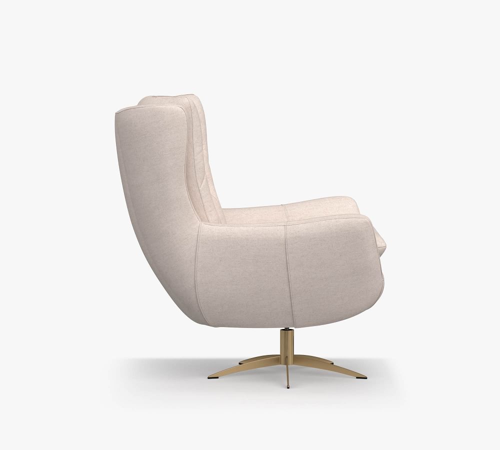 Wells Upholstered Swivel Chair Pottery Barn