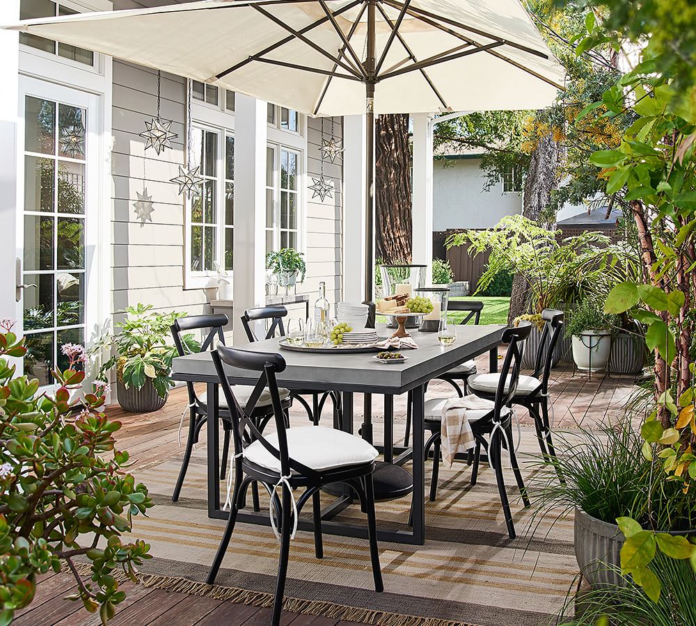 concrete patio table with umbrella hole