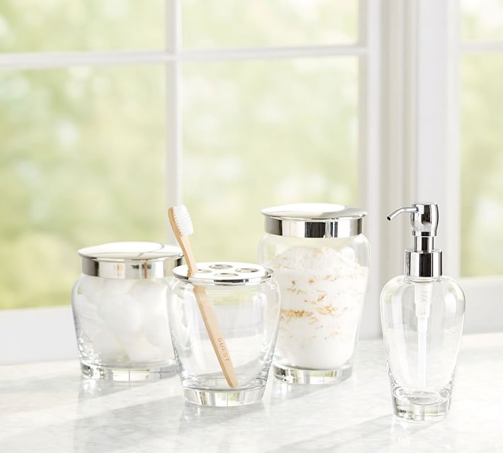 pottery barn glass bathroom accessories