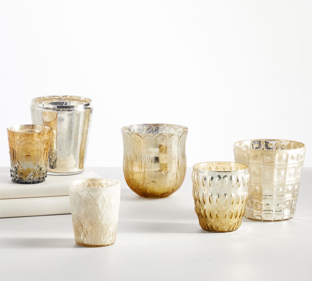 Eclectic Mercury Votive Holders Set of 6 Silver Candle Holder Pottery Barn