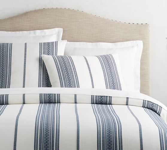 pottery barn striped duvet cover