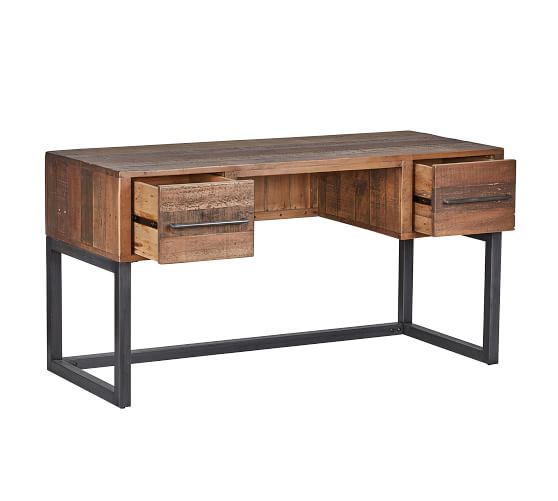 barnwood desk with drawers