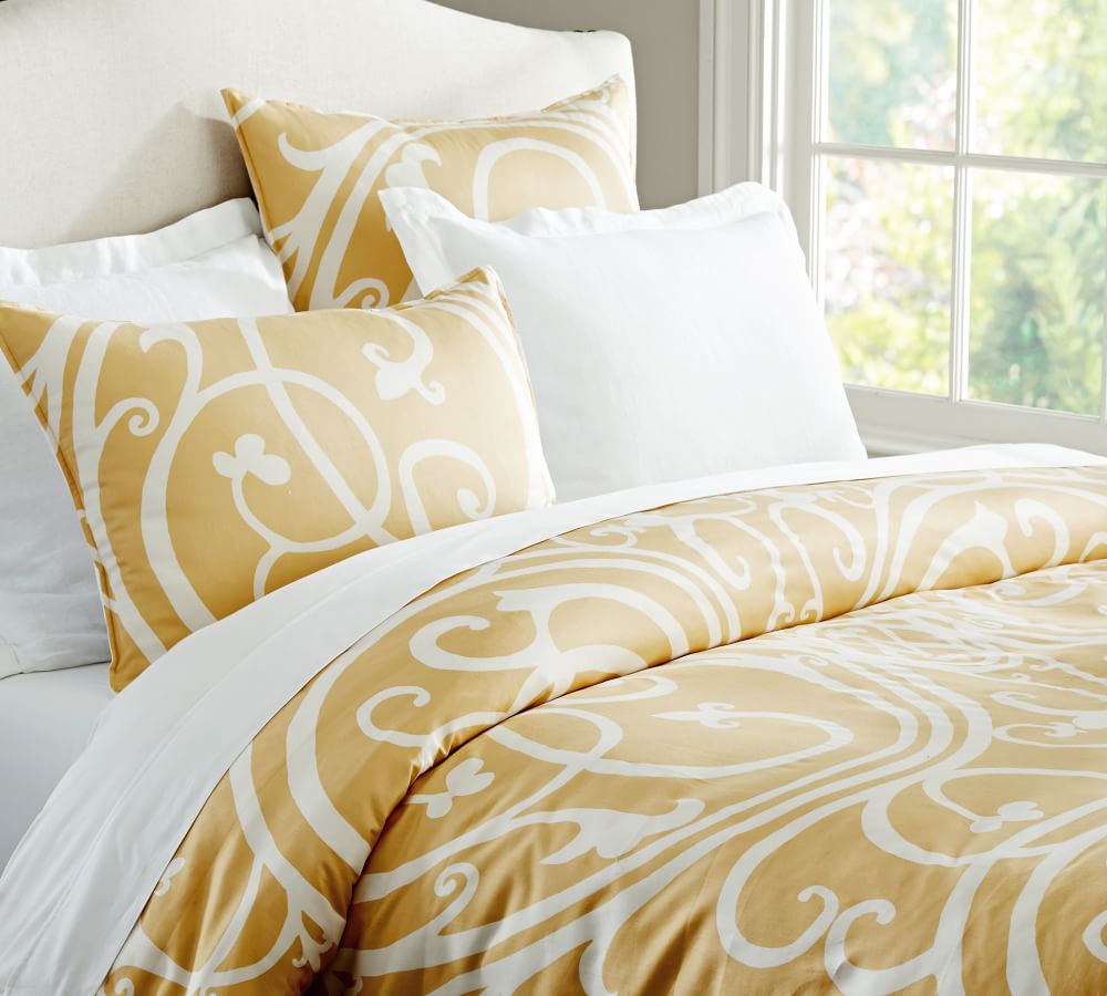 pottery barn yellow duvet