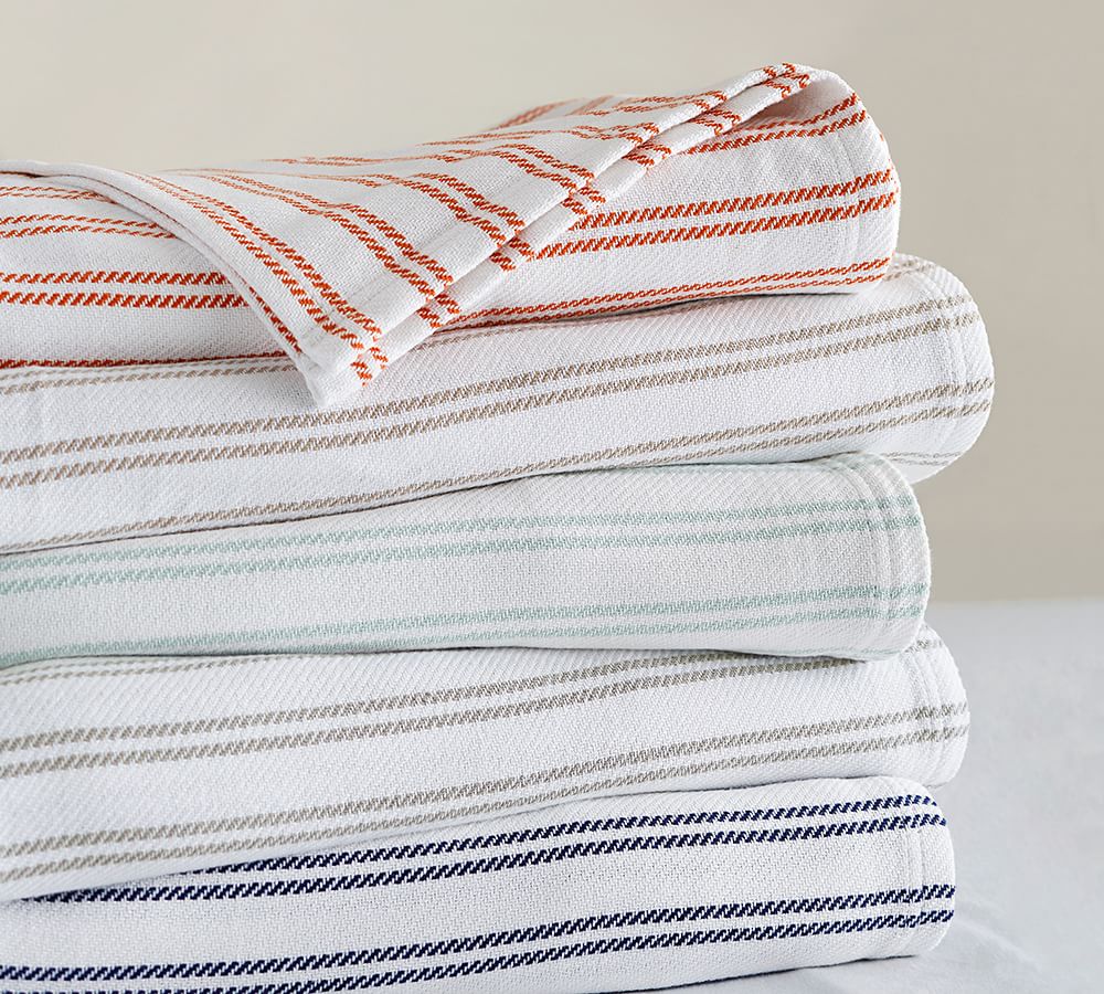Stripe Organic Throw Blanket Pottery Barn