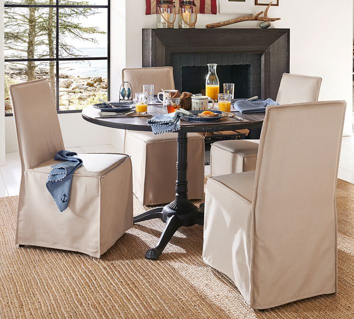 pottery barn slipcovered dining chairs