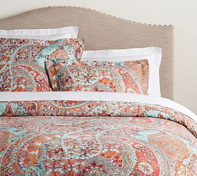 pottery barn orange duvet