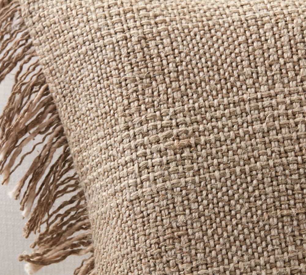 Linen Plaid Fringe Pillow Covers Pottery Barn