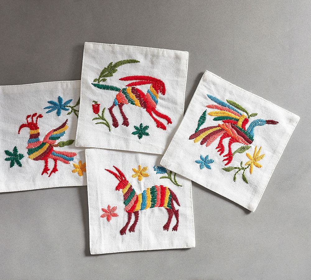 Embroidered Drink Coaster, Set of 4 Pottery Barn