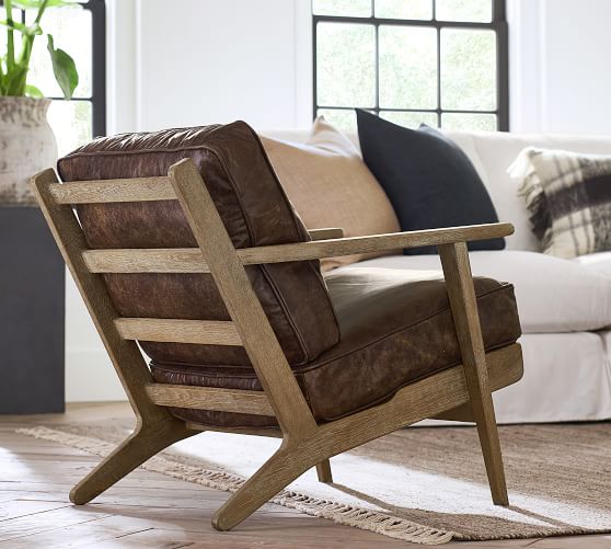 pottery barn raylan leather armchair