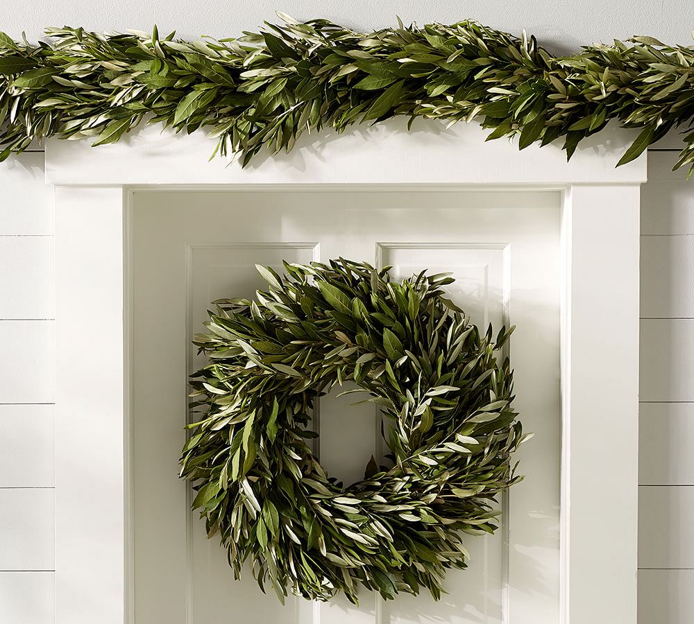 Fresh Olive Leaf & Myrtle Garland Pottery Barn