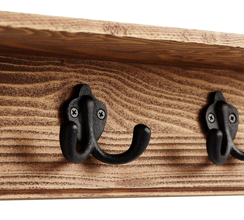 Wade Entryway Shelf with Row of Wall Hooks - Pine | Wall Organizers ...