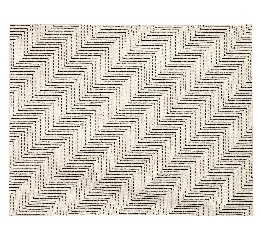 Black/White Zig Zag Dhurrie Rug Patterned Rugs Pottery Barn