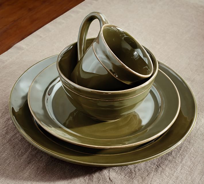 Cambria Dinnerware Set Olive Green Pottery Barn