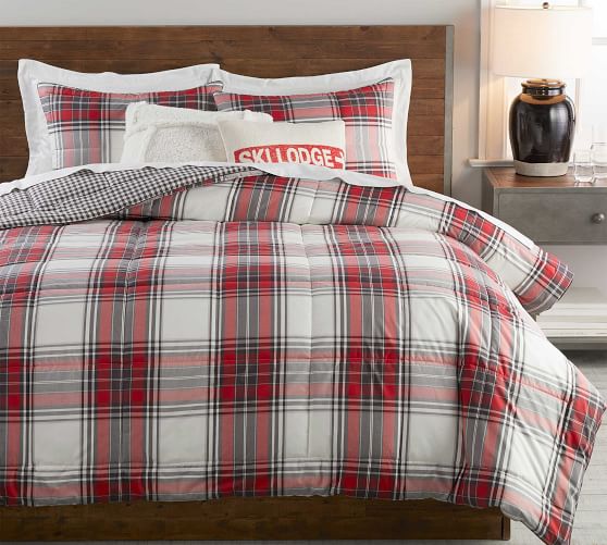 pottery barn plaid comforter