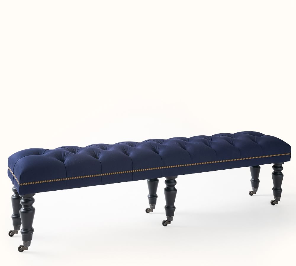 Raleigh Tufted Upholstered King Bench Pottery Barn