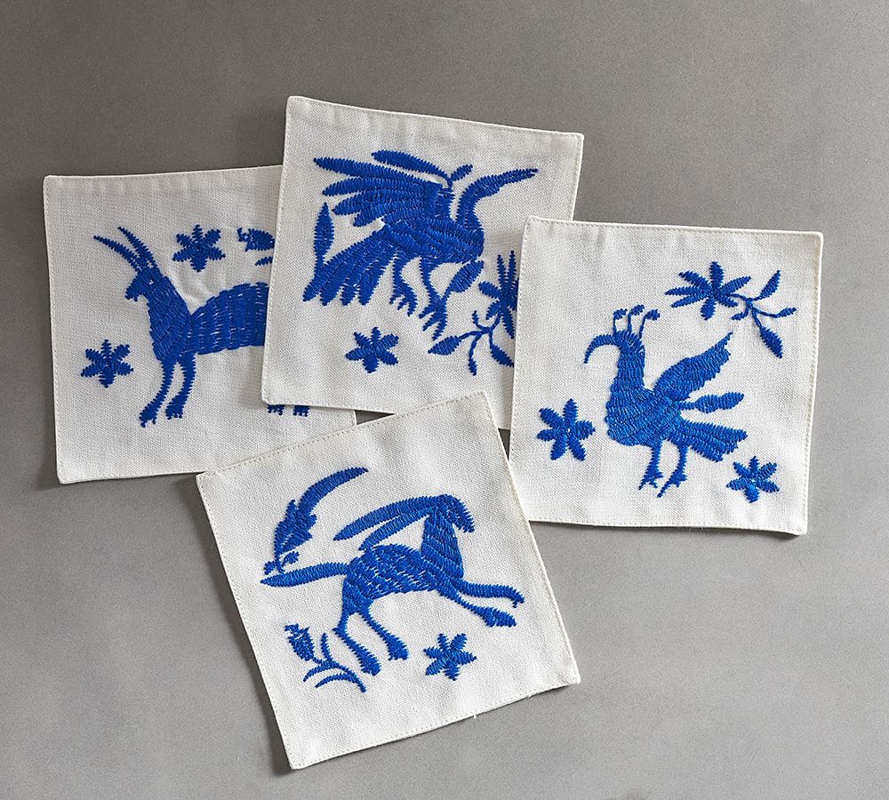 Embroidered Drink Coaster, Set of 4 Pottery Barn
