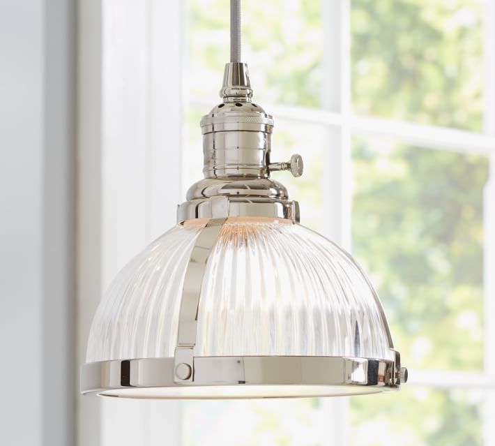 pottery barn ribbed glass pendant