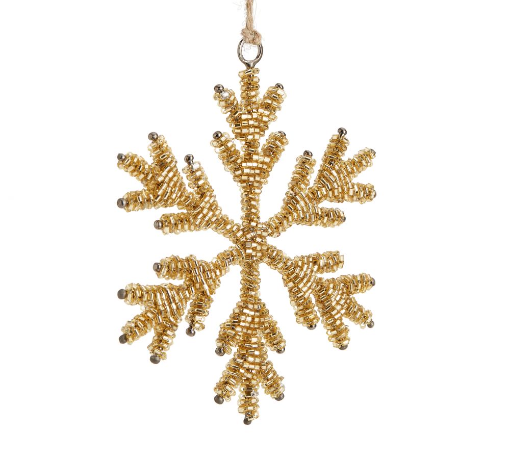 Gold Beaded Snowflake Ornament | Pottery Barn