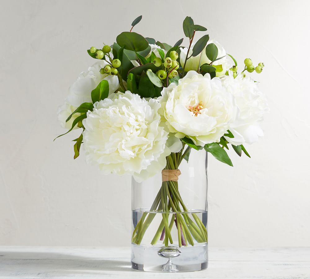 Faux Composed Peony Bouquet Artificial Flowers Pottery Barn