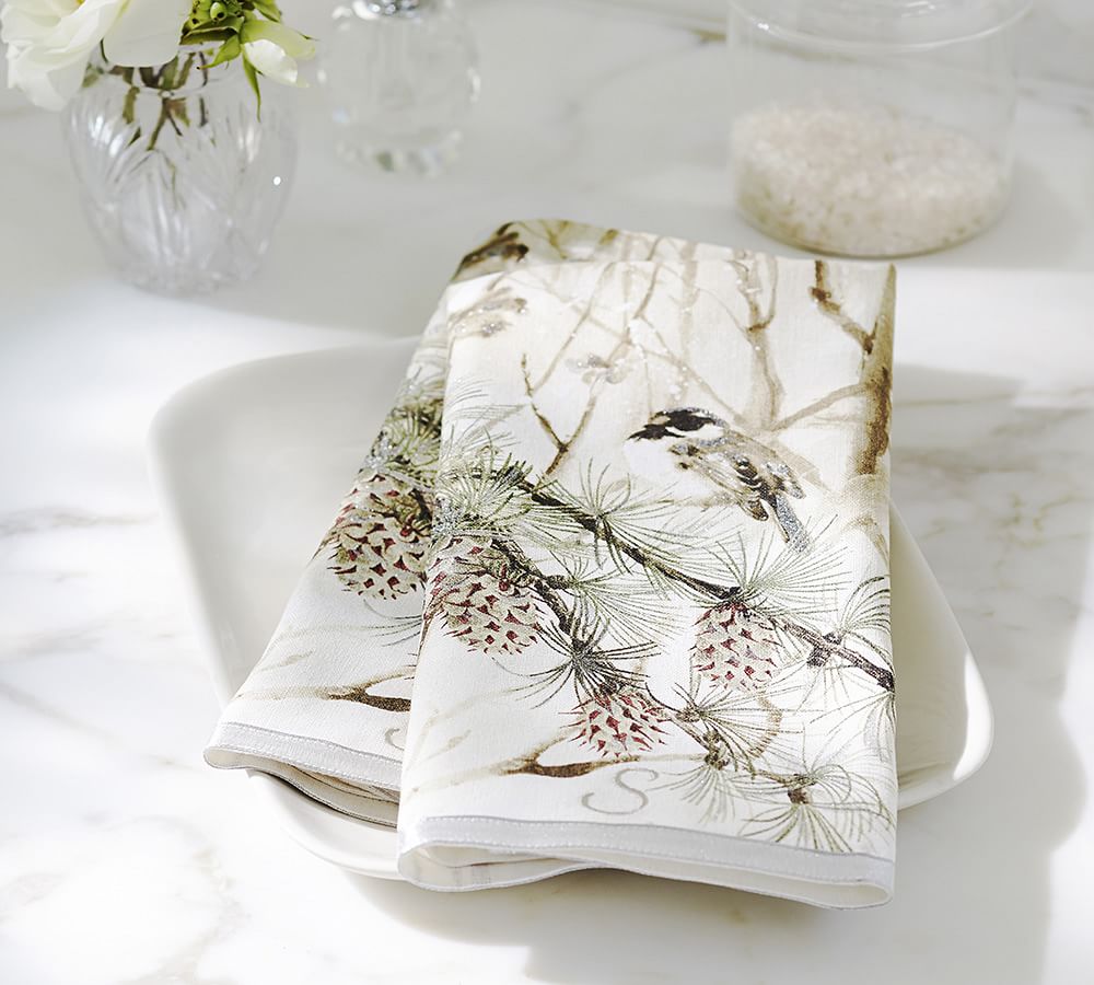 Snow Pine Bird Guest Towels, Set of 2 Pottery Barn