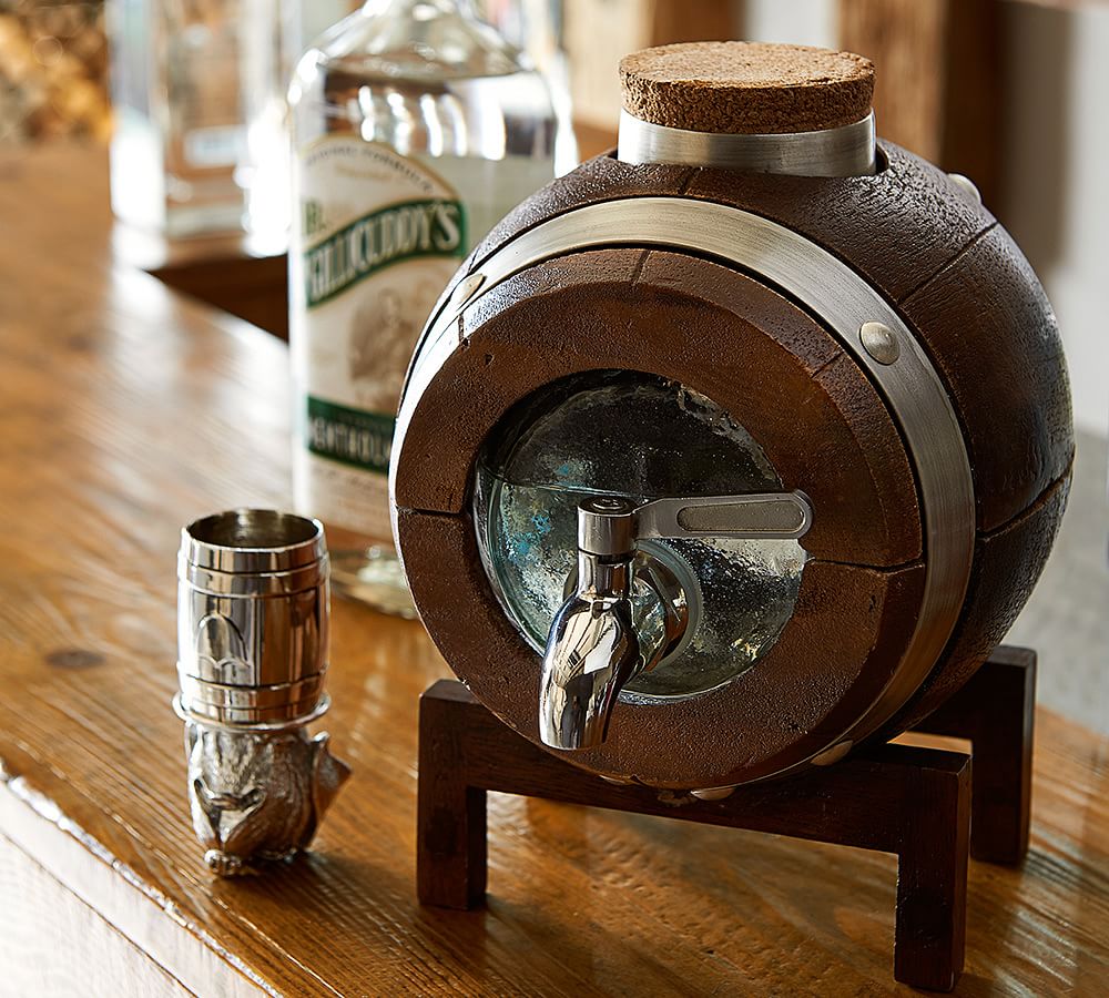 Barrel Whiskey Drink Dispenser & Stand Pottery Barn