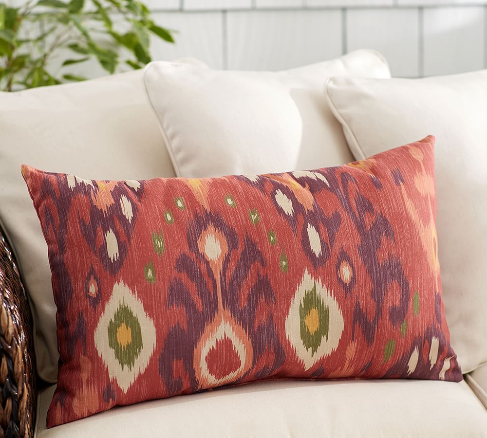 Leticia Ikat Print Indoor Outdoor Lumbar Pillow Pottery Barn